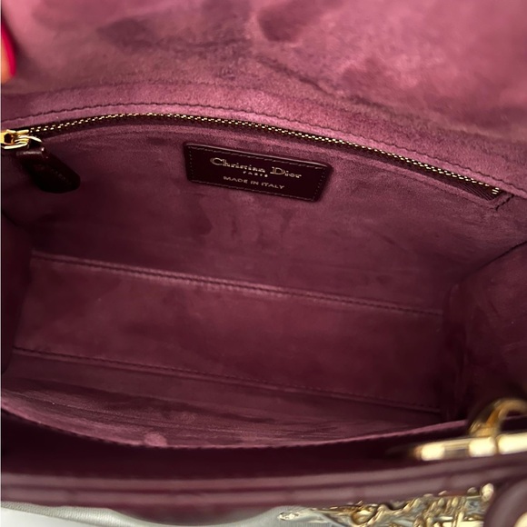 Christion Dior Lady Deep Burgundy Quilted Leather Lady Small ABC Rouge noir - Picture 5 of 11